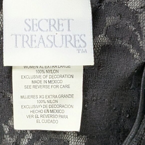 VTG Black Floral Lace Sheer V Neck Mini Slip Dress - Picture 4 of 10